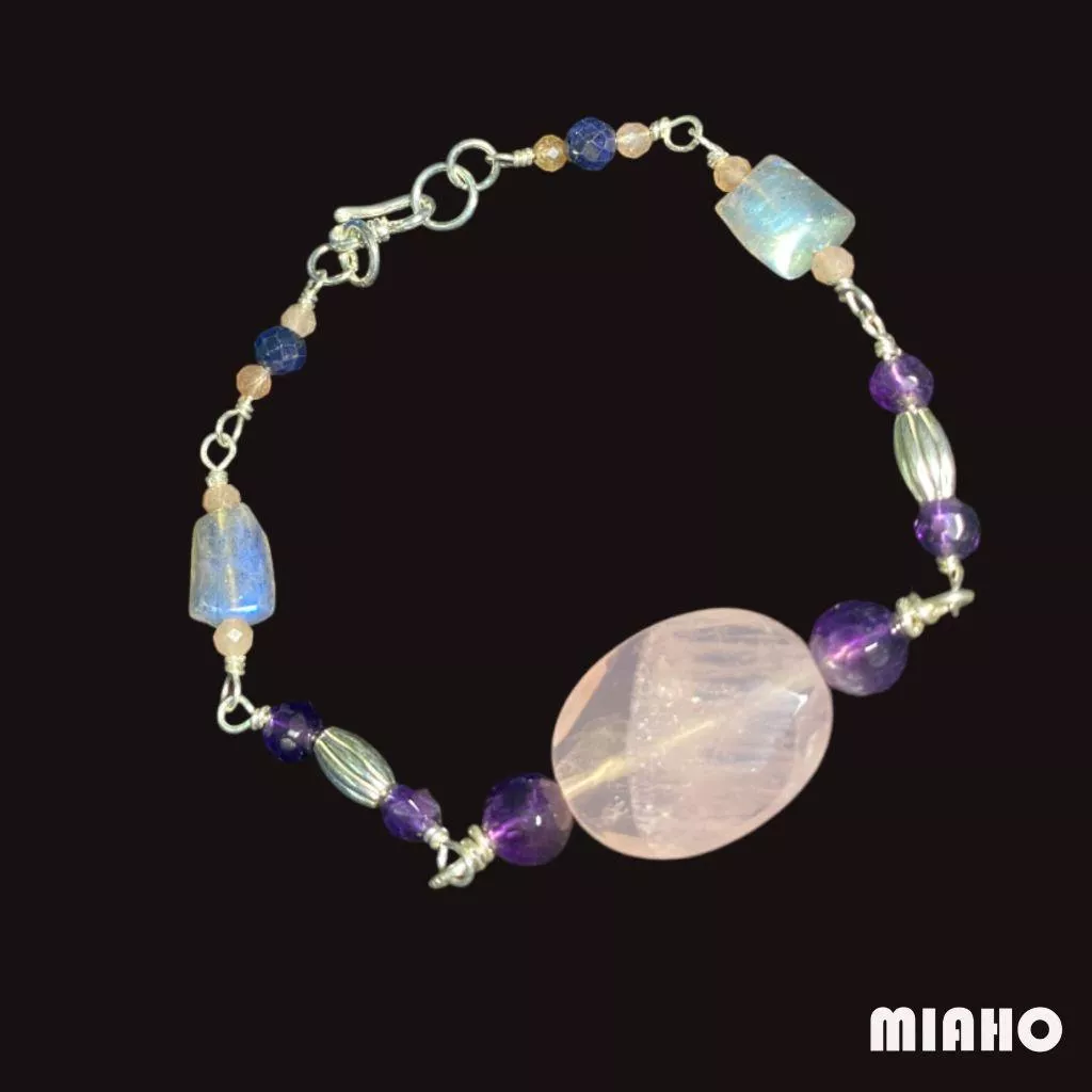 miaho 粉晶純銀手鍊 編織手鍊