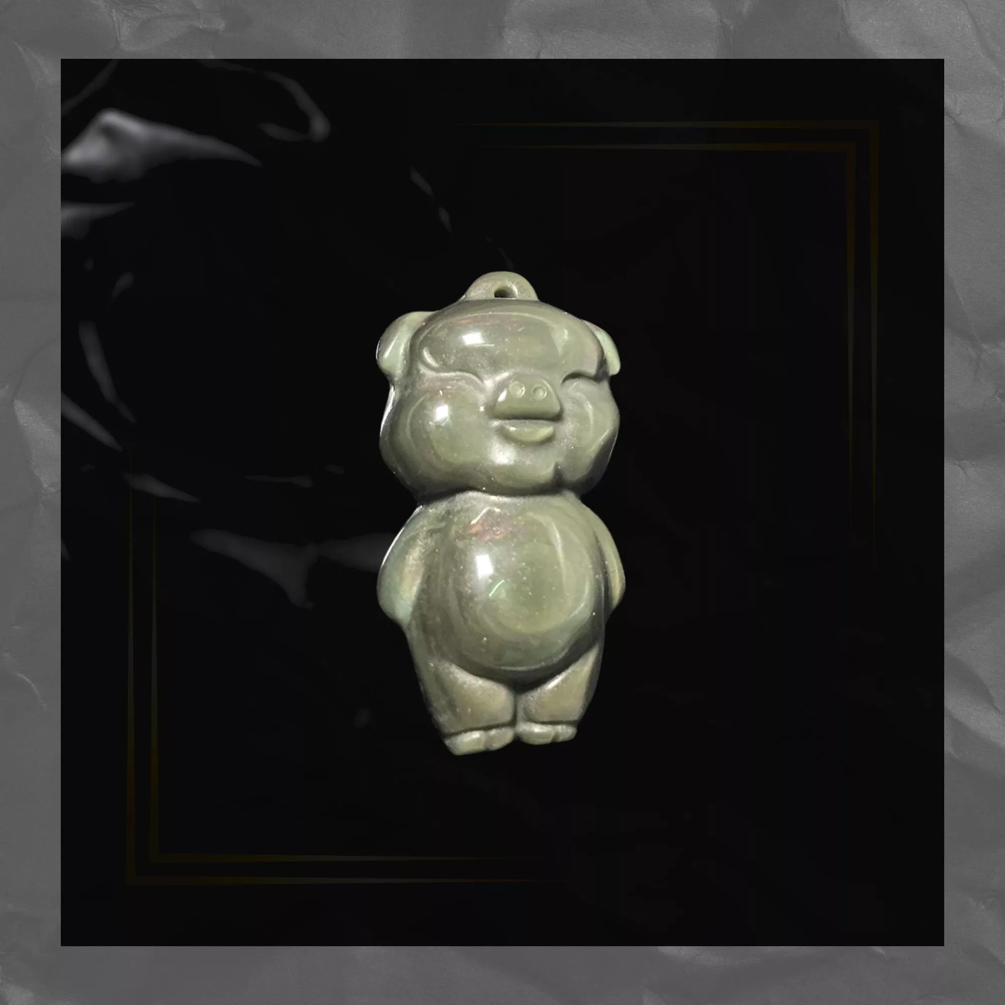 miaho 黑曜石豬吊墜 附吊孔 DIY素材 單個隨機出貨