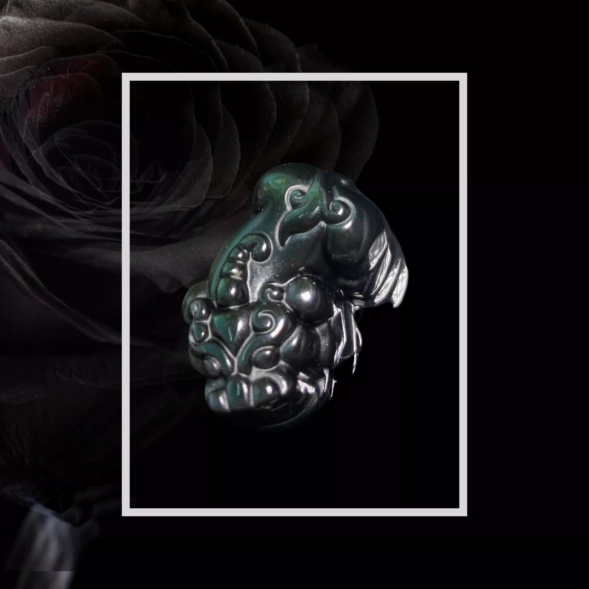 天然黑曜石豼貅吊墜 高32mm寬20mm厚13mm 帶漂亮綠眼 現貨實品拍攝S1