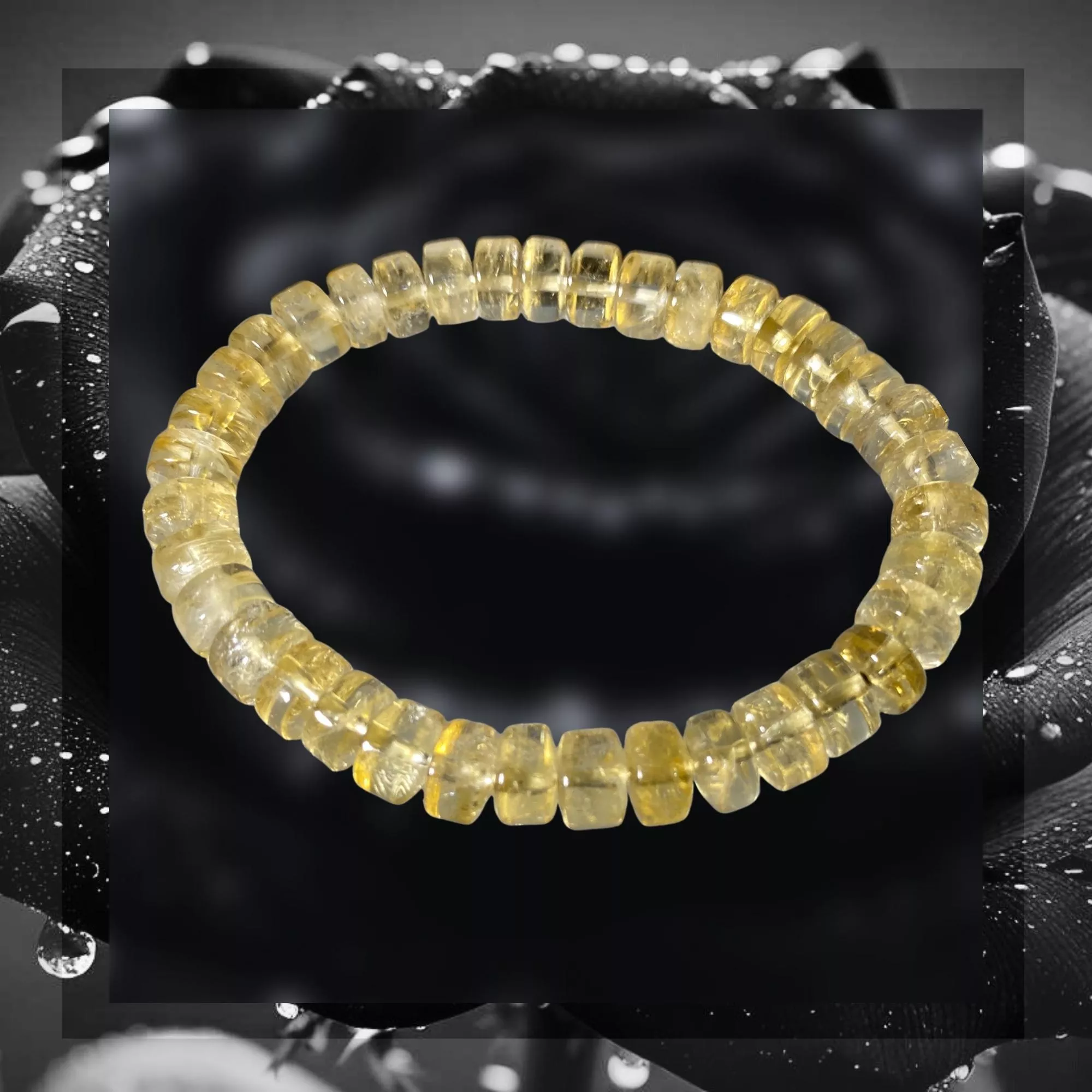 miaho 8mm黃水晶手鍊 黃水晶手珠 車輪珠手鍊 單條 五行水晶 手圍 16 cm