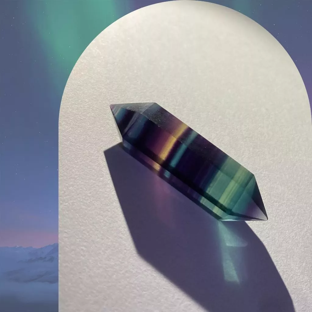 螢石雙尖柱 螢石水晶柱  B11 柱高47mm厚11mm 實品拍攝