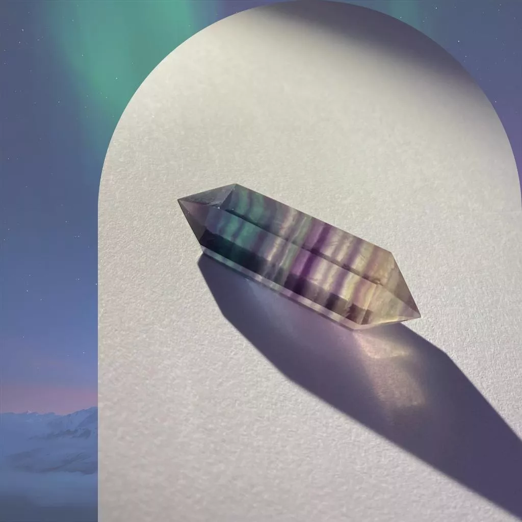 螢石雙尖柱 螢石水晶柱  B7 柱高44mm厚13mm 實品拍攝