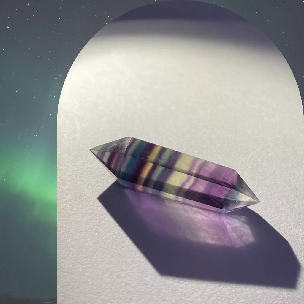 螢石雙尖柱 螢石水晶柱  B6 柱高45mm厚12mm 實品拍攝