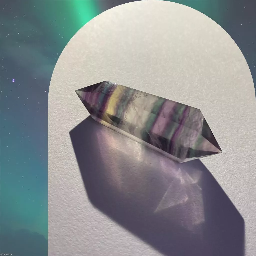 螢石雙尖柱 螢石水晶柱  B10 柱高46mm厚12mm 實品拍攝