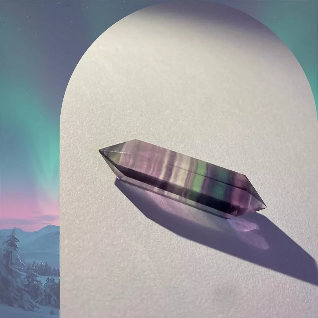 螢石雙尖柱 螢石水晶柱  B3 柱高50mm厚11mm 實品拍攝