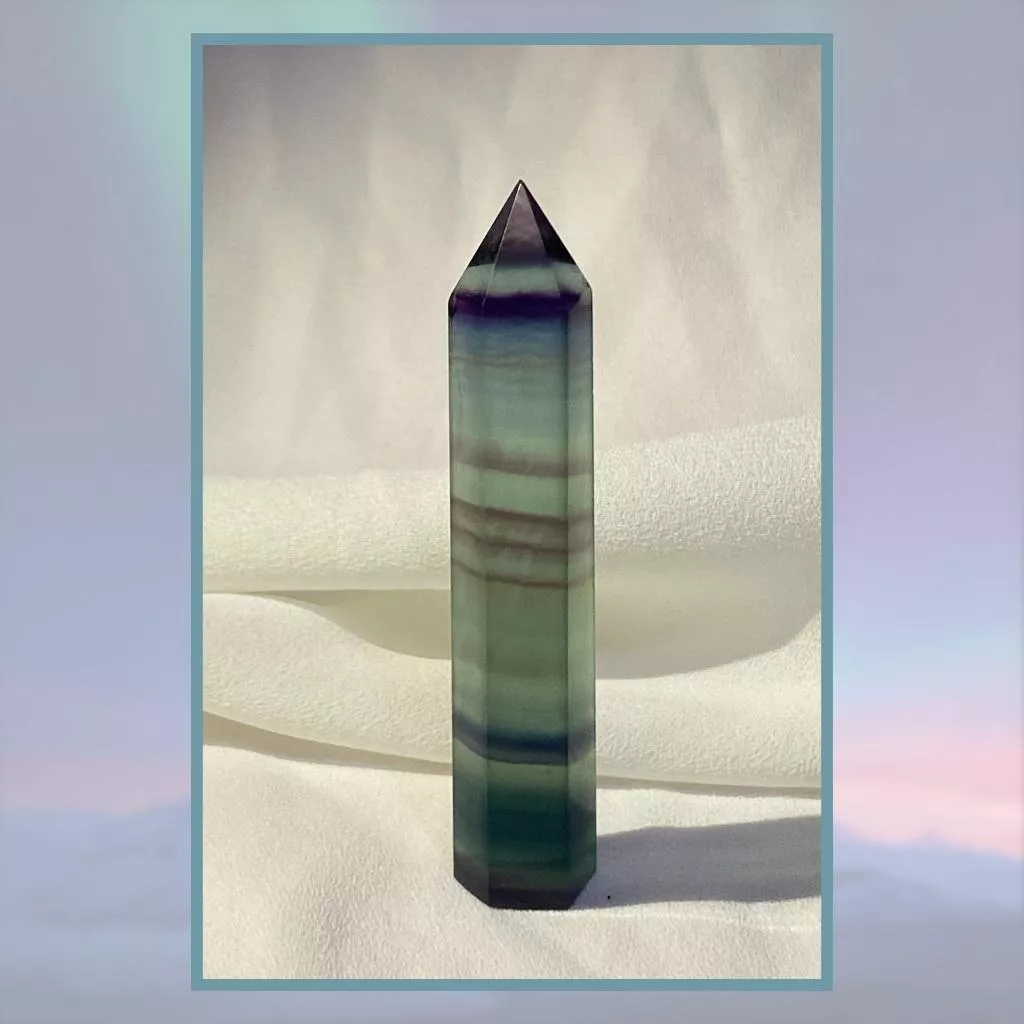 螢石柱 A13 螢石水晶柱 高72mm 寬12mm 厚12mm 實品拍攝