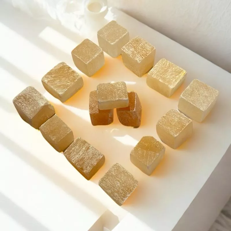 橙石膏 方塊石 適合居家擺設 七脈輪 臍輪 手握石 單個隨機