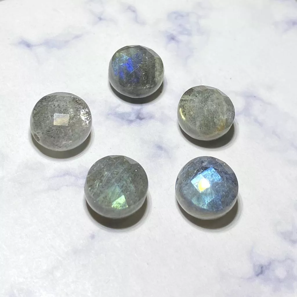 10*7 mm 拉長石 扁圓珠 圓餅珠 扁圓切面珠 切面圓餅珠 半成品DIY 單顆