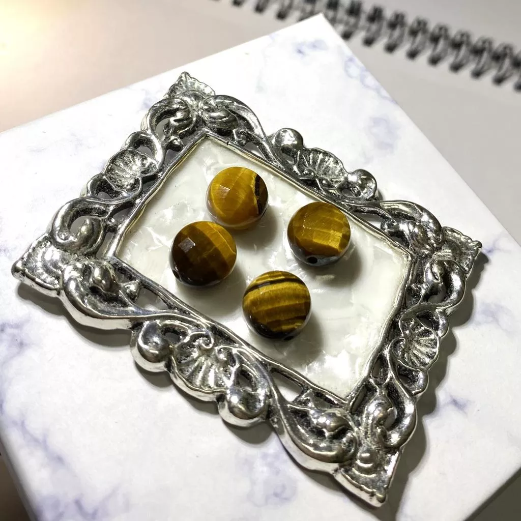 10*7 mm 虎眼石 扁圓珠 圓餅珠 扁圓切面珠 切面圓餅珠 半成品DIY 單顆