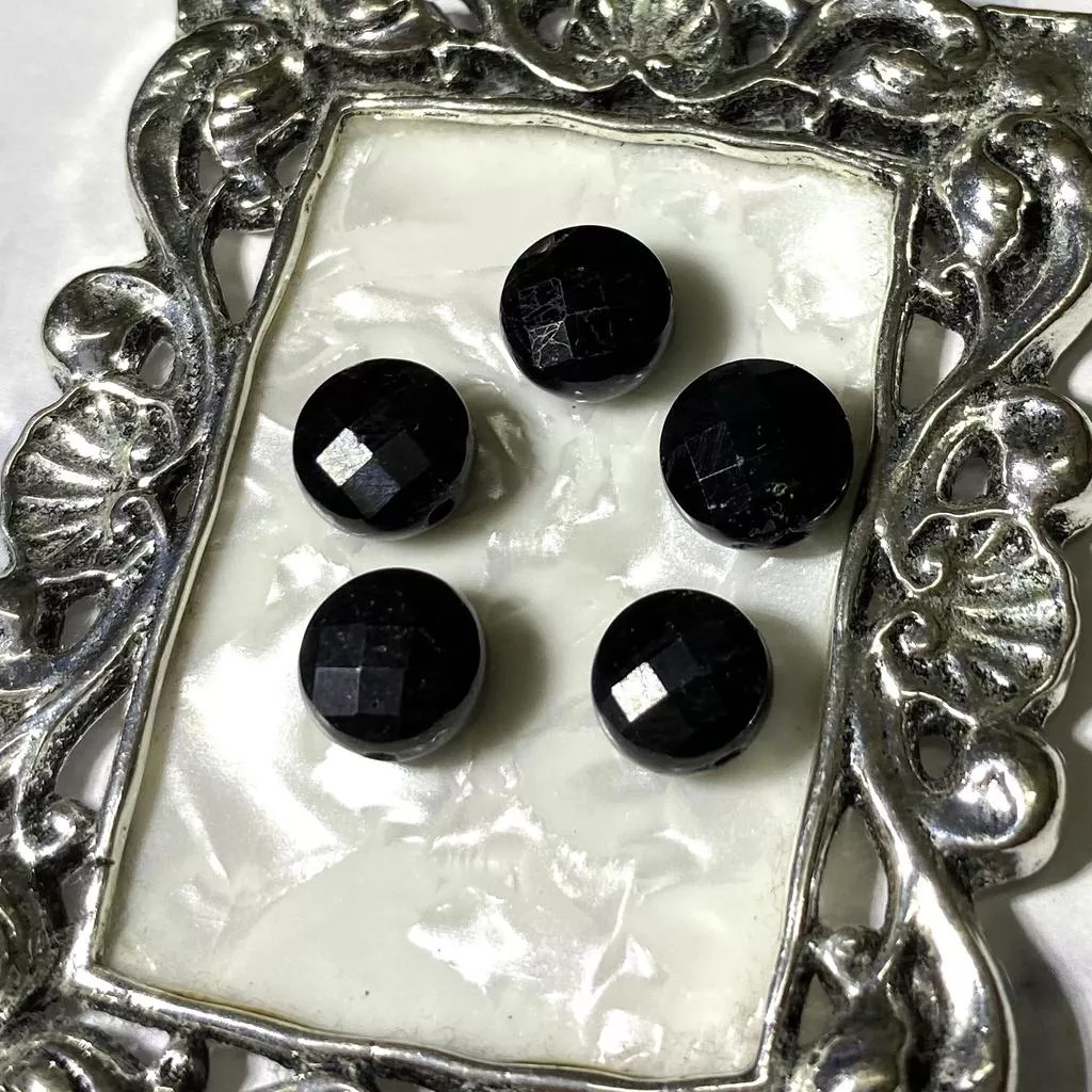 8*5 mm 黑碧璽 扁圓珠 圓餅珠 扁圓切面珠 切面圓餅珠 半成品DIY 單顆