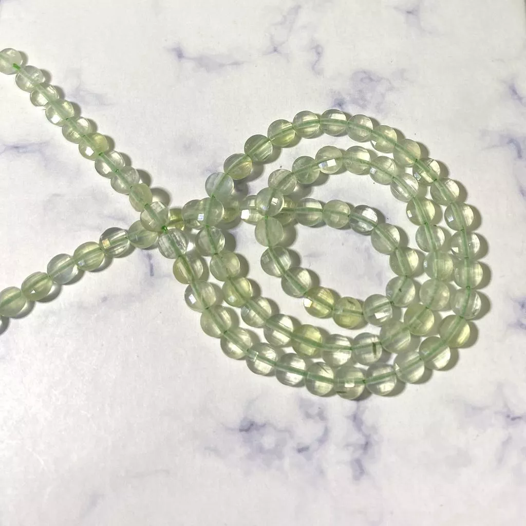 4*3 mm 葡萄石 扁圓珠串珠 圓餅珠 扁圓切面珠 切面圓餅條珠 半成品DIY 單條隨機