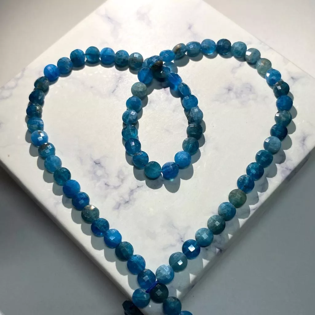 5*3 mm 深磷灰石 扁圓珠串珠 圓餅珠 扁圓切面珠 切面圓餅條珠 半成品DIY 單條隨機