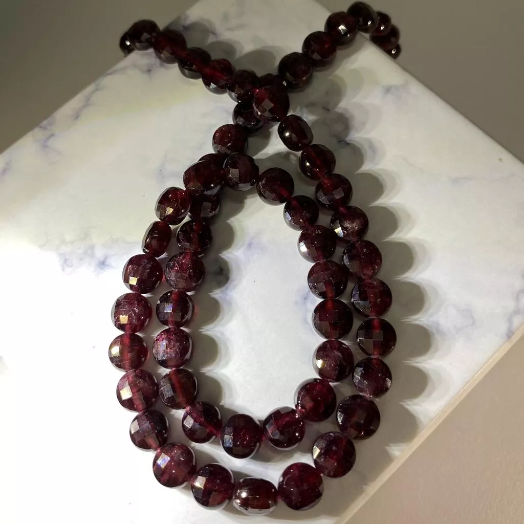 6*4 mm 紅石榴石 扁圓珠串珠 圓餅珠 扁圓切面珠 切面圓餅條珠 半成品DIY 單條隨機