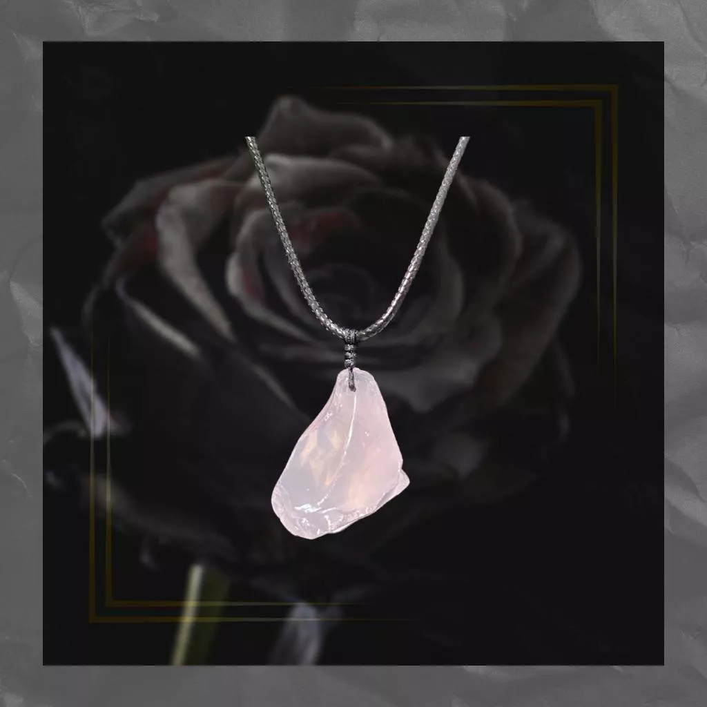 粉晶原礦項鍊 清透粉嫩 40公分皮繩 現貨實品拍攝M1