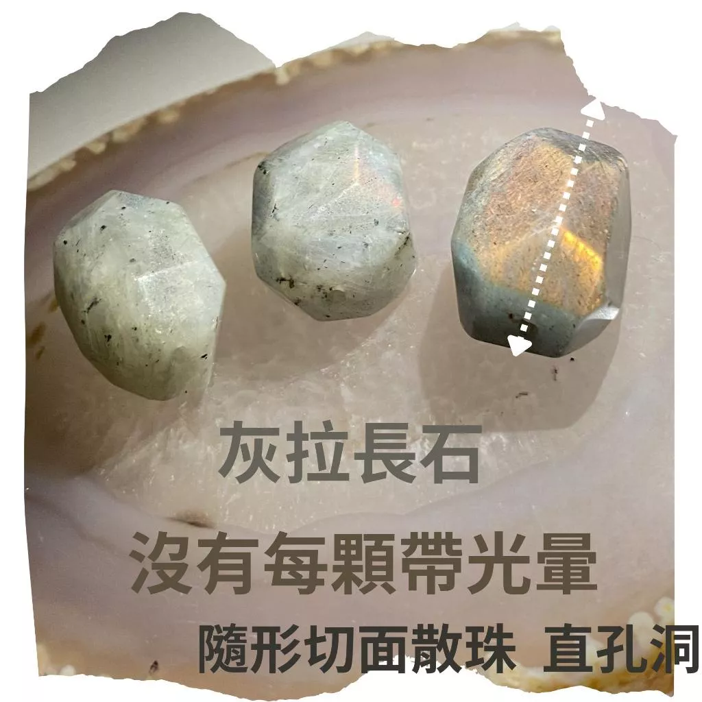 灰拉長石隨形切面珠 直孔 切面不規則 切角隨形珠 適合DIY手作 天然石手作材料 單個隨機出貨 沒有每個都有光暈