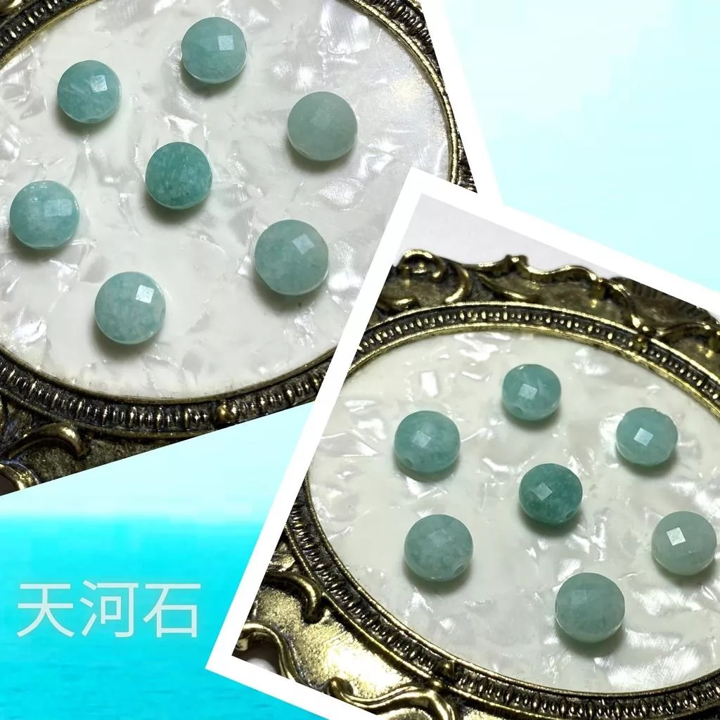 天河石 7*4 mm  10*6 mm 扁圓珠 圓餅珠 扁圓切面珠 散珠 半成品 DIY 單顆隨機