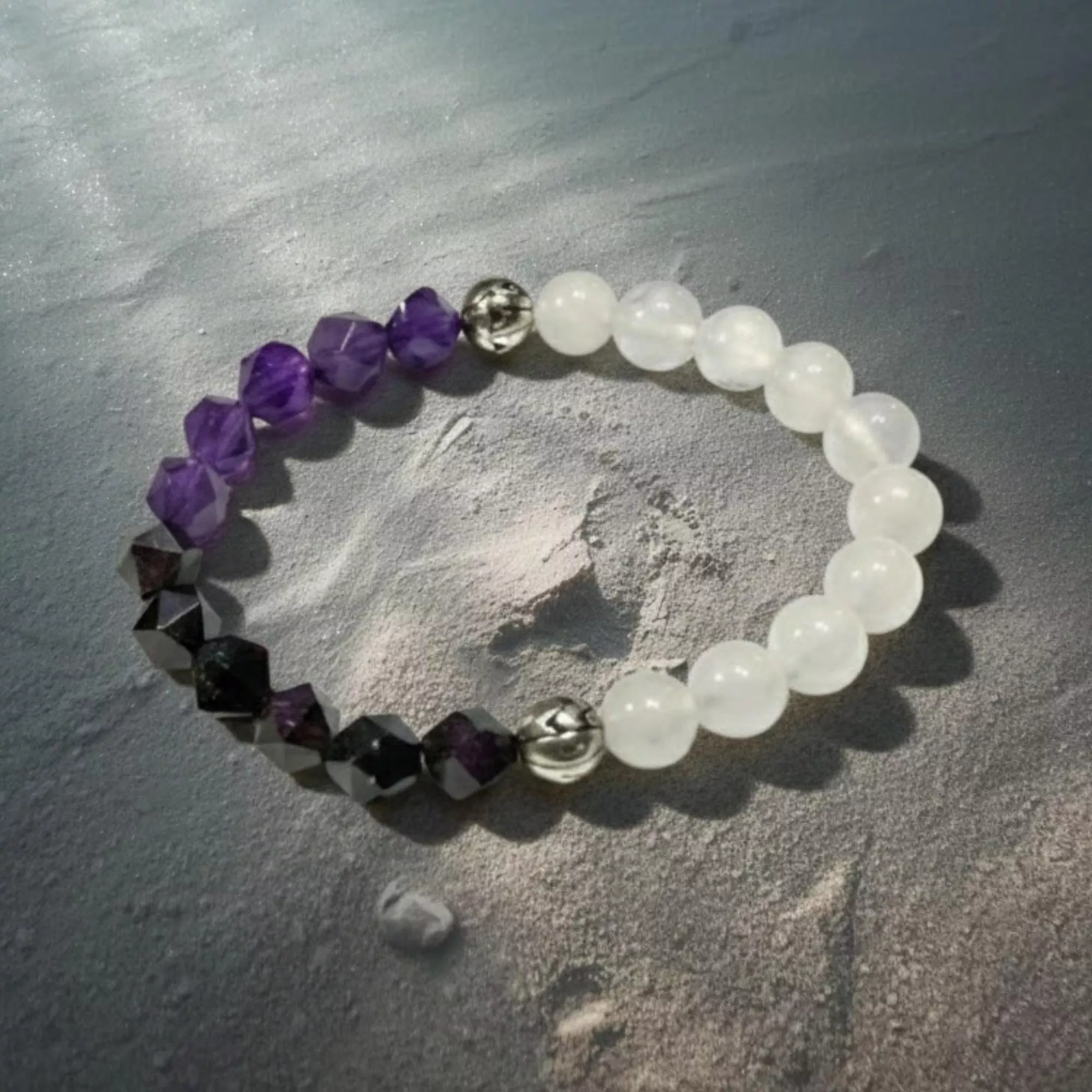 miaho 8mm 月光石手鍊 手珠 紫水晶 石榴石 菱形切面 閨蜜禮物 簡約百搭