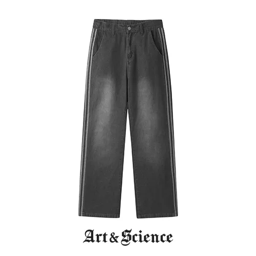 AS04BK WASHED DENIM WIDE PANTS BLACK