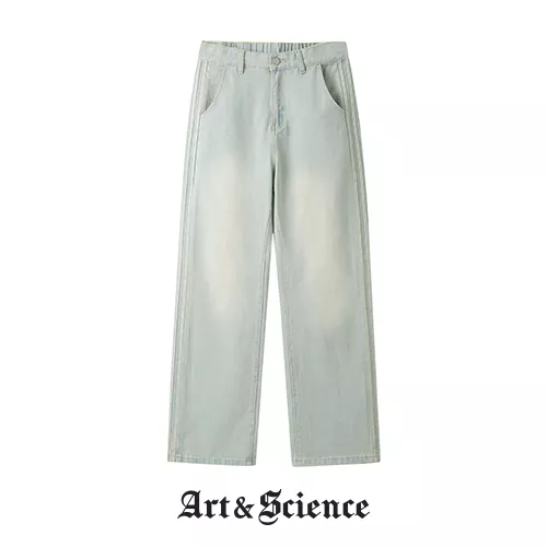 AS04BL WASHED DENIM WIDE PANTS RUSTY BLUE