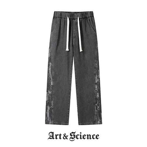 AS08 SAVAGE DENIM CARGO WIDE PANTS BLACK