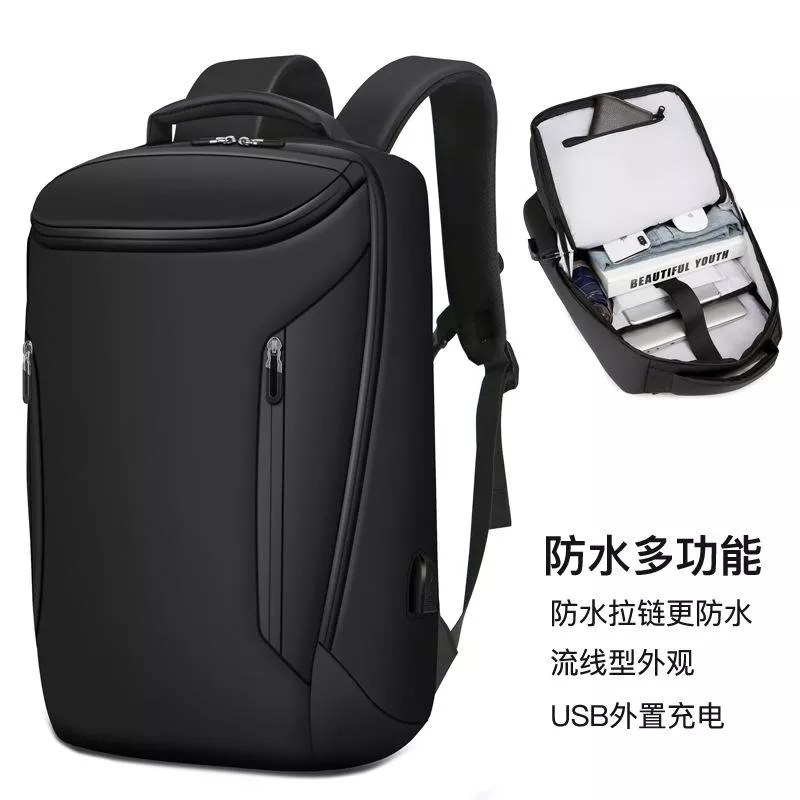 yamarules 山澤city 黑色防潑水皮膜斜切紋商務旅行包