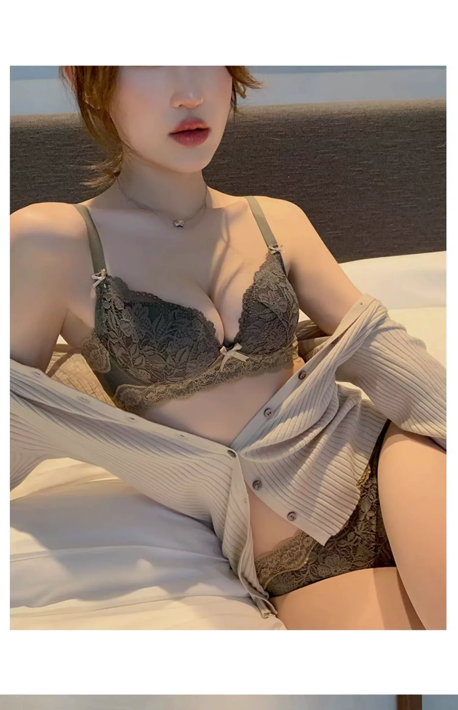 Yamarules 乳膠棉抗菌除螨蕾絲無鋼圈內衣套裝