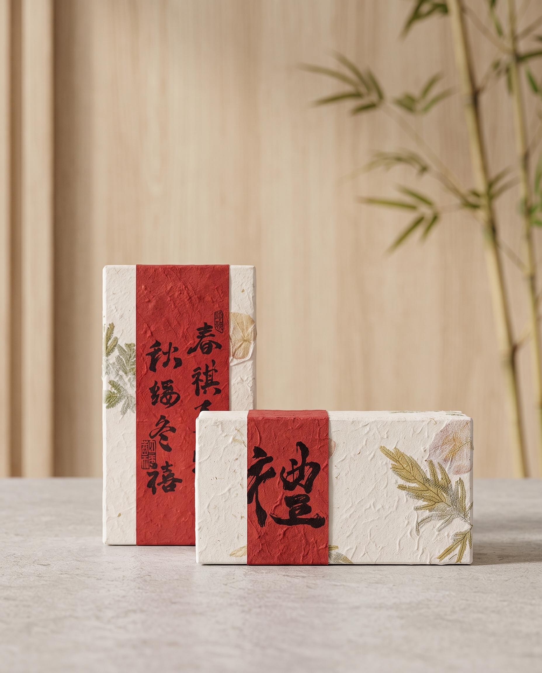 花草壓紋手工紙茶葉禮盒