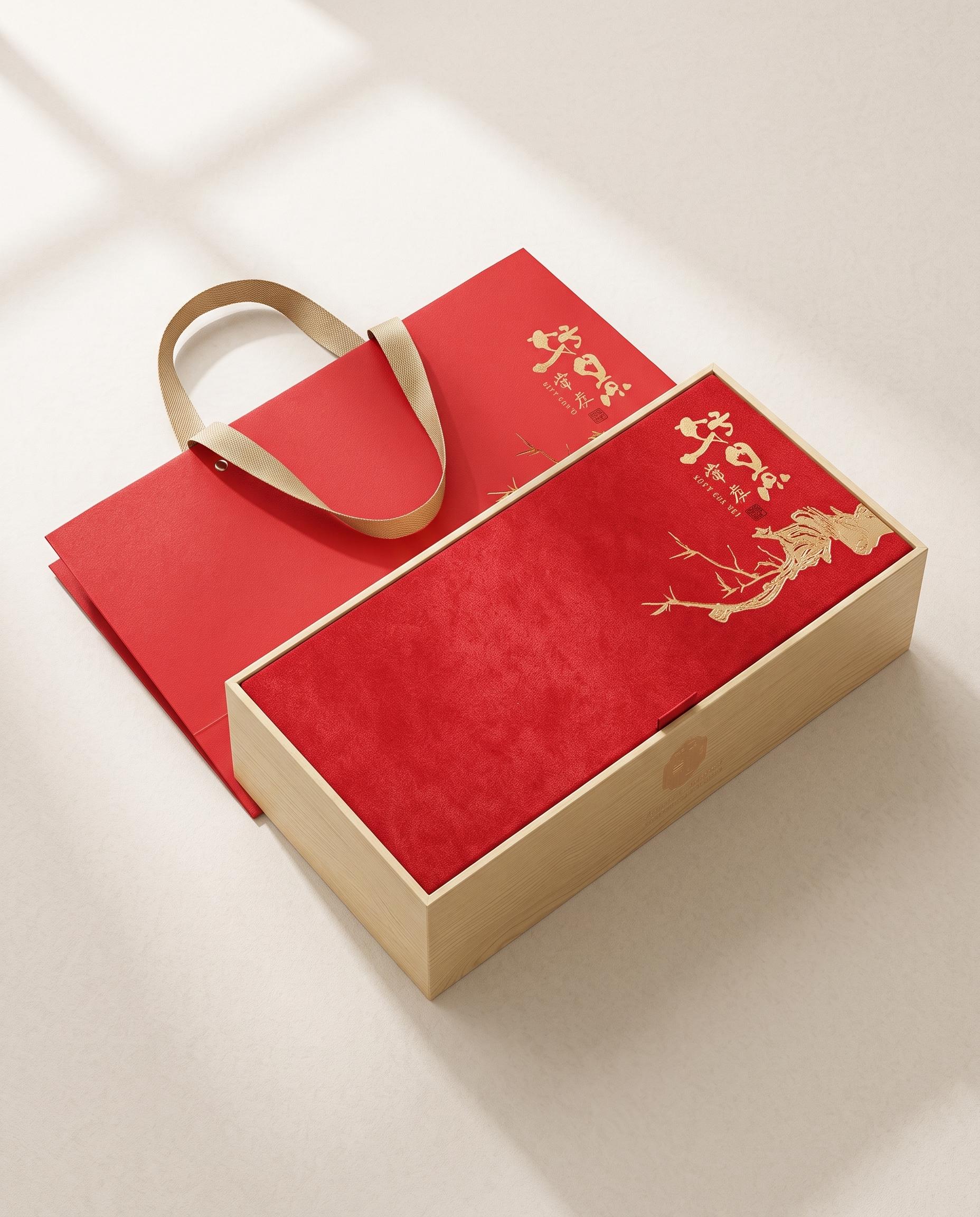 梅香常在淺木紋紅絨布雙罐茶葉禮盒