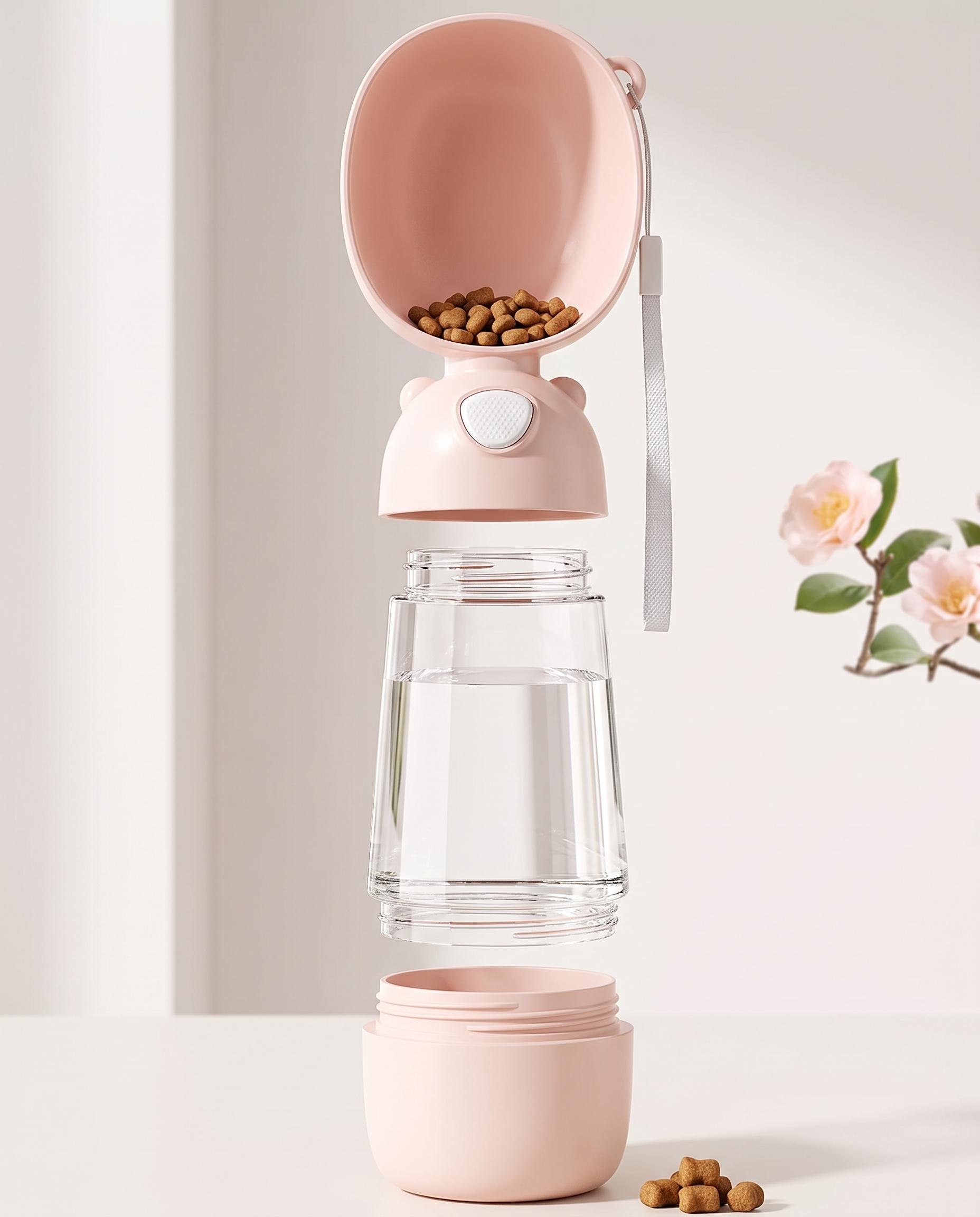 yamarules 櫻花粉寵物隨行水杯 400ml+200ml