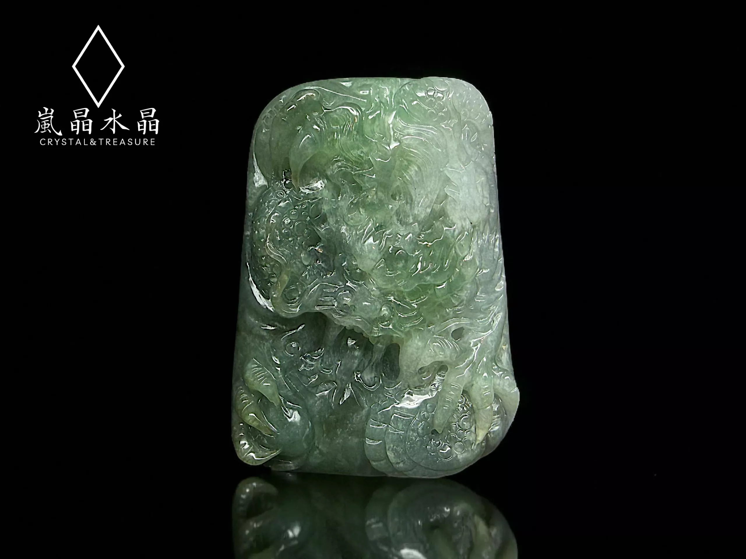 糯冰龍牌翡翠 附綁繩