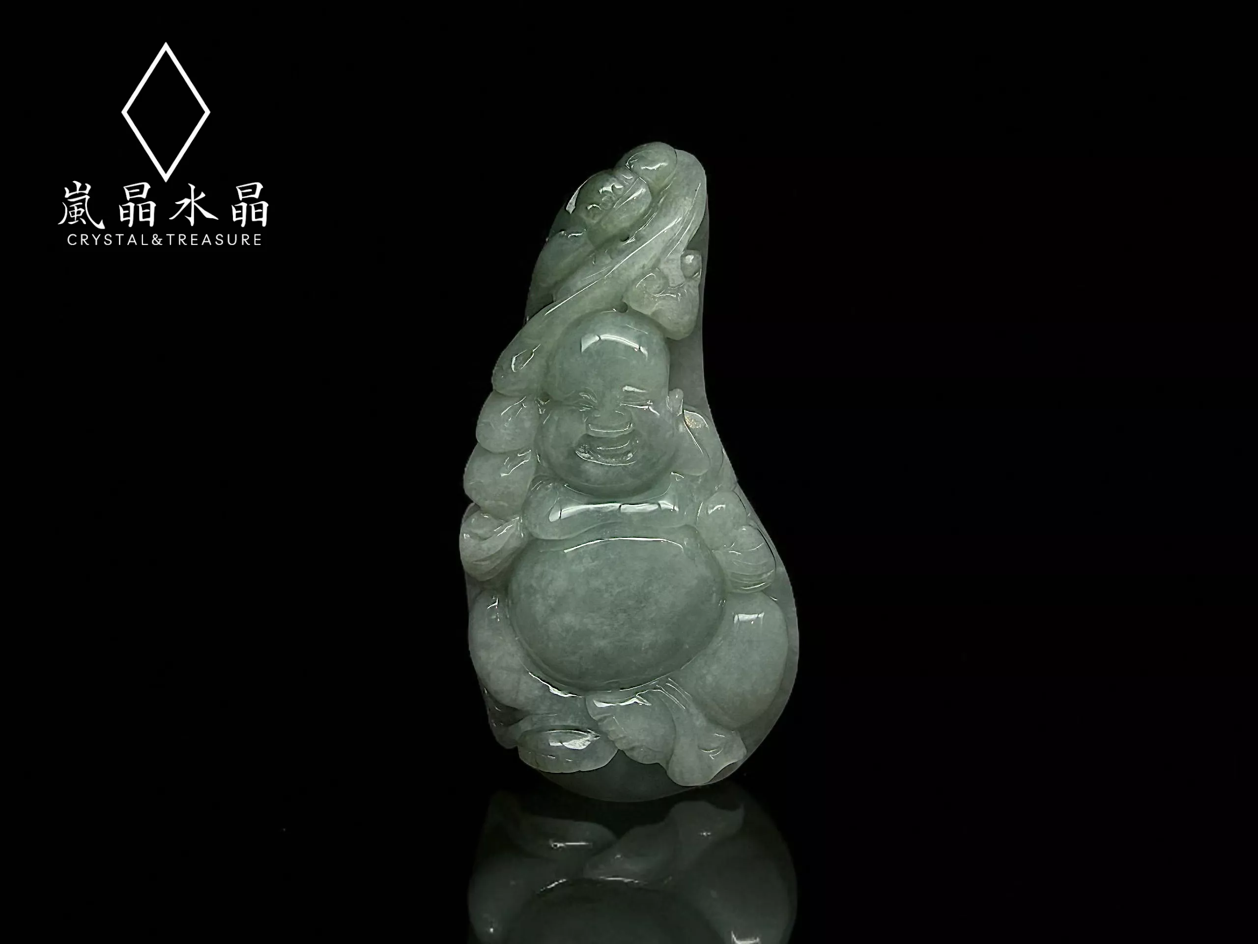 隨形彌勒佛翡翠 大度豁朗 附綁繩