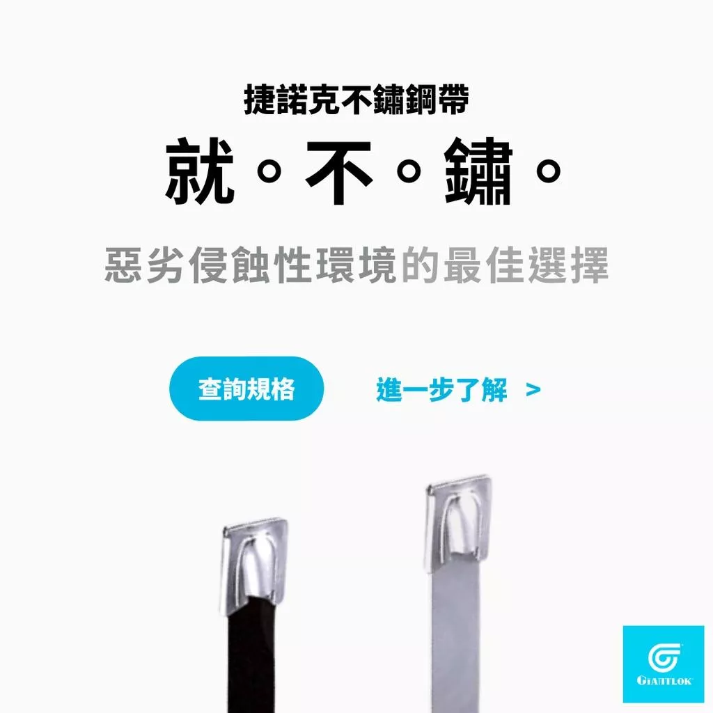 【捷諾克配材】GIANTLOK MLG-300ST 不鏽鋼束帶 白鐵固定帶 300X 4.5mm 100入