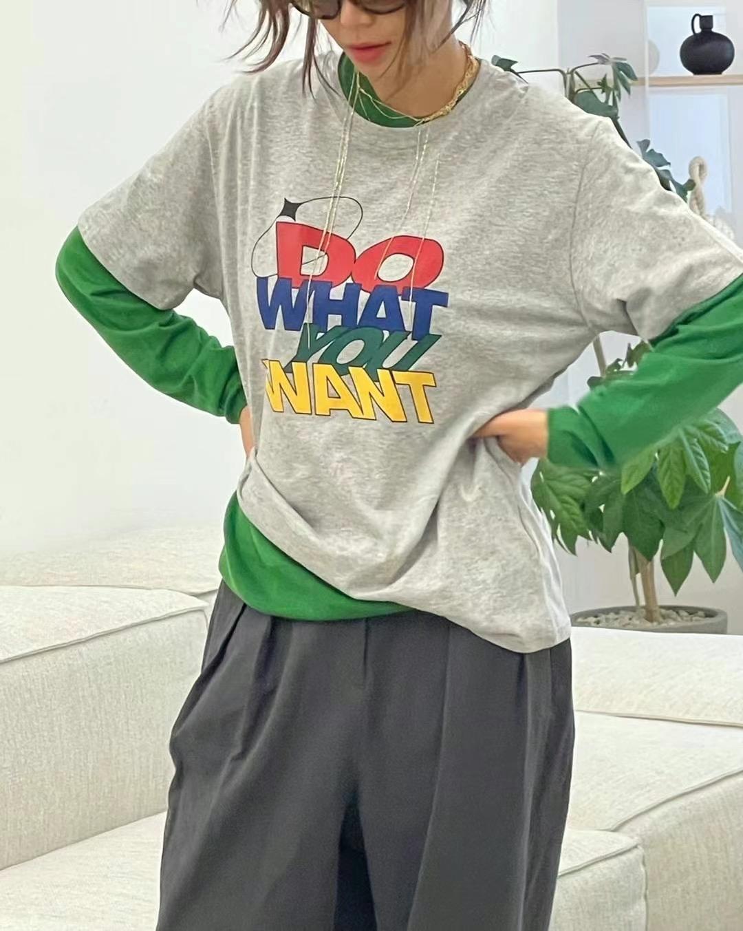 ￼I Beauty 🇰🇷韓國東大門代購 秋裝新品 個性美式 圓領 字母 短袖上衣 T恤