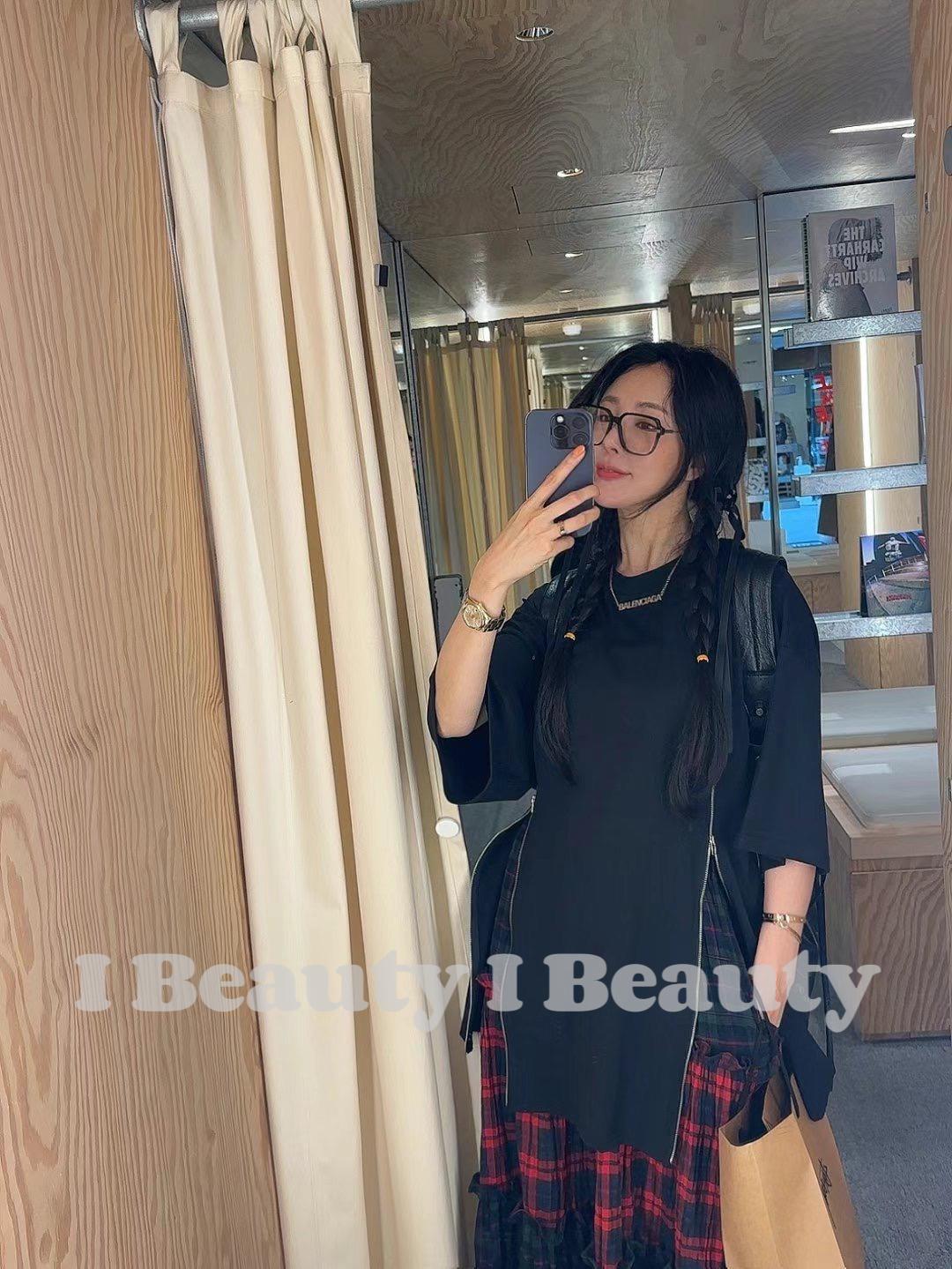 個性 拉鍊式設計 開叉 短袖長版上衣