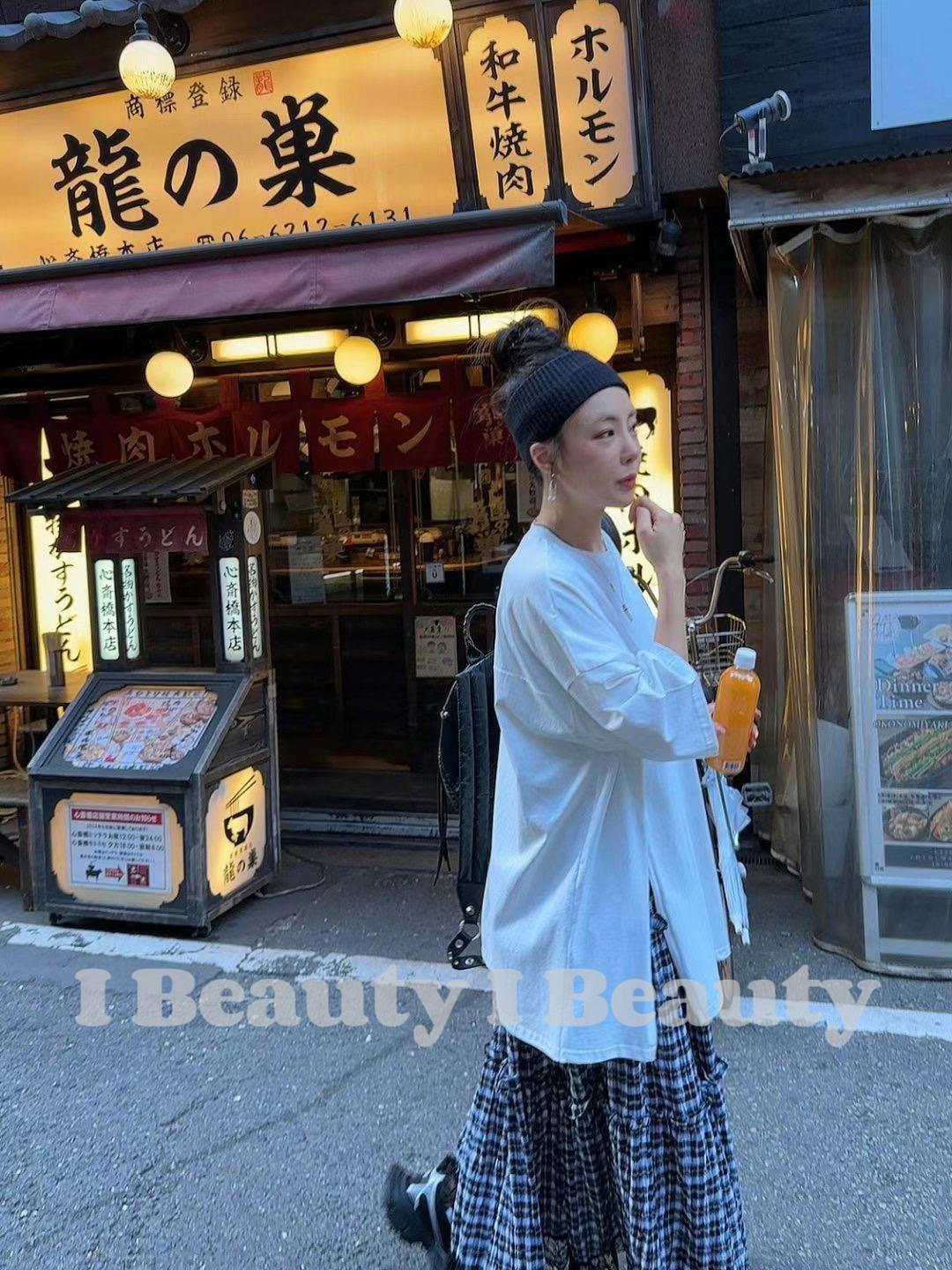 個性 拉鍊式設計 開叉 短袖長版上衣