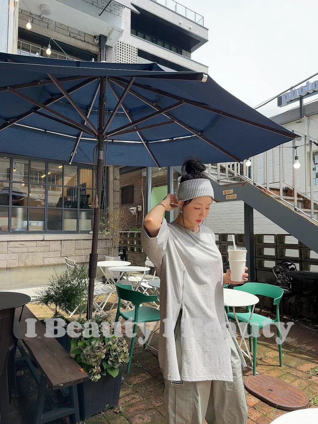 個性 拉鍊式設計 開叉 短袖長版上衣