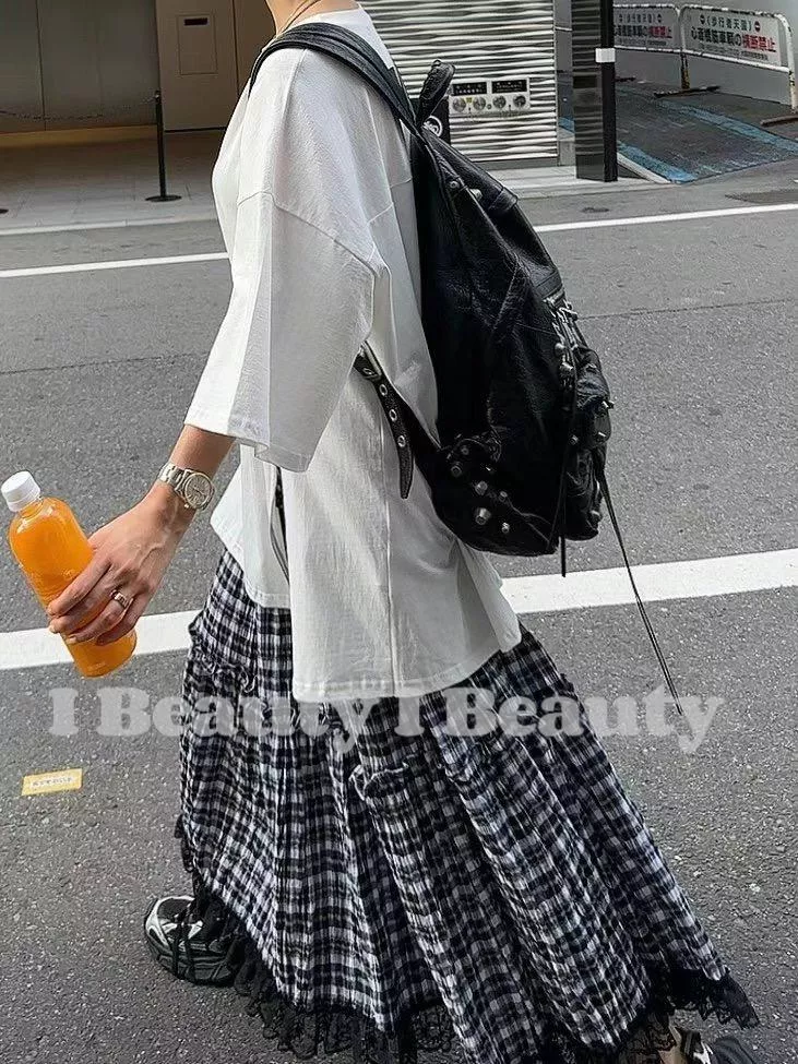 法式 蕾絲拼接 口袋 蛋糕長裙