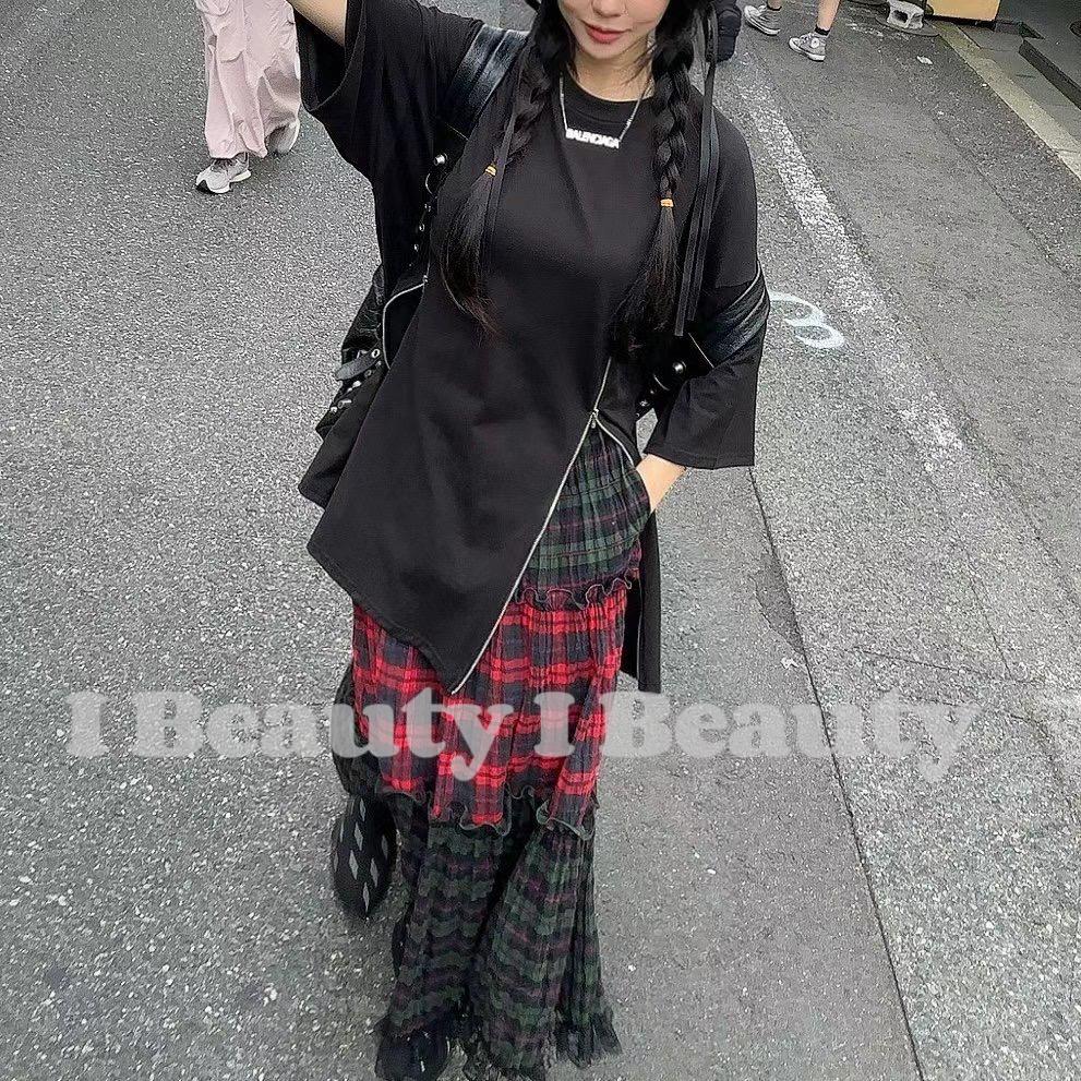 法式 蕾絲拼接 口袋 蛋糕長裙