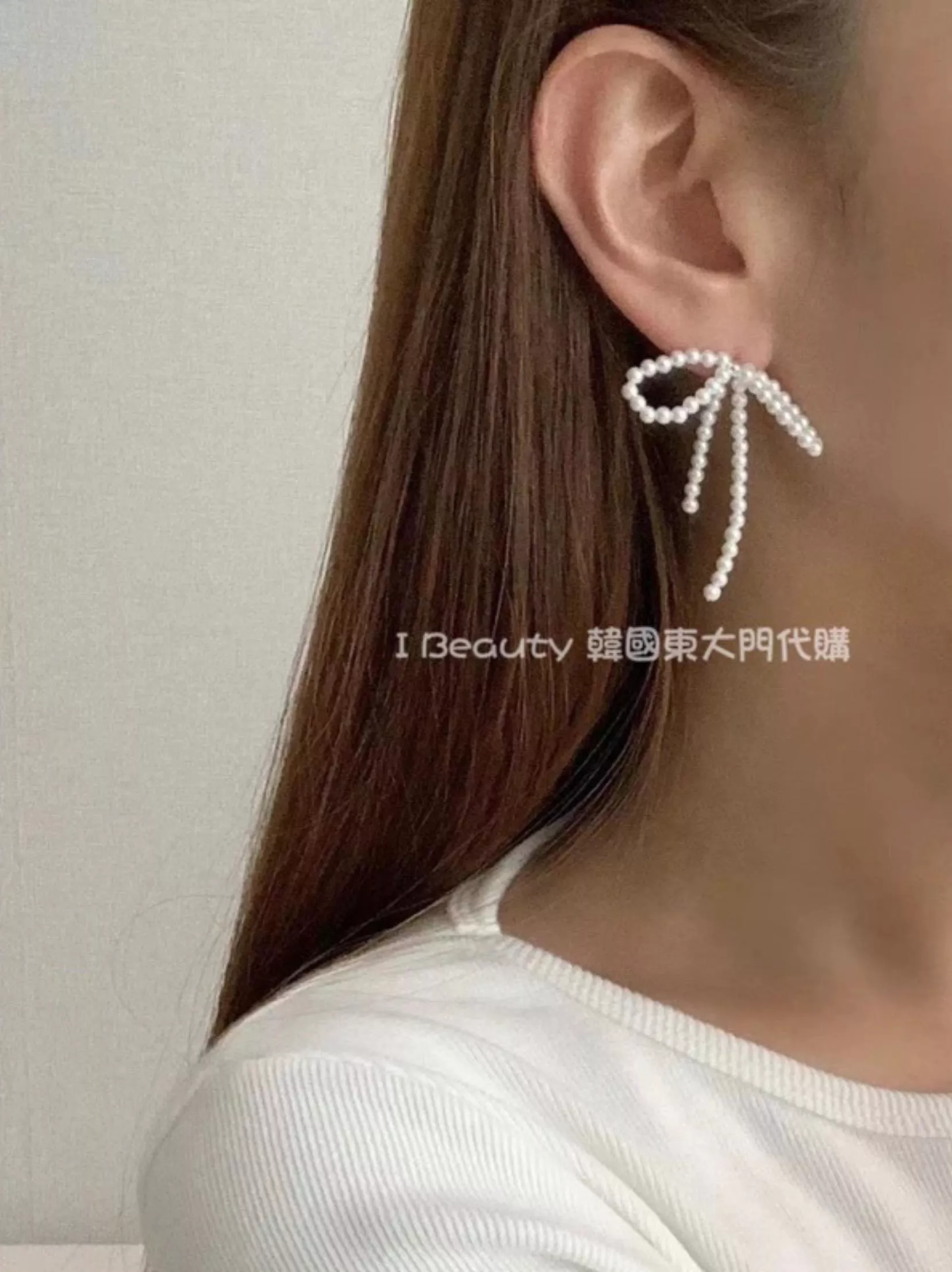 甜心女孩 蝴蝶結珠珠 925銀耳針