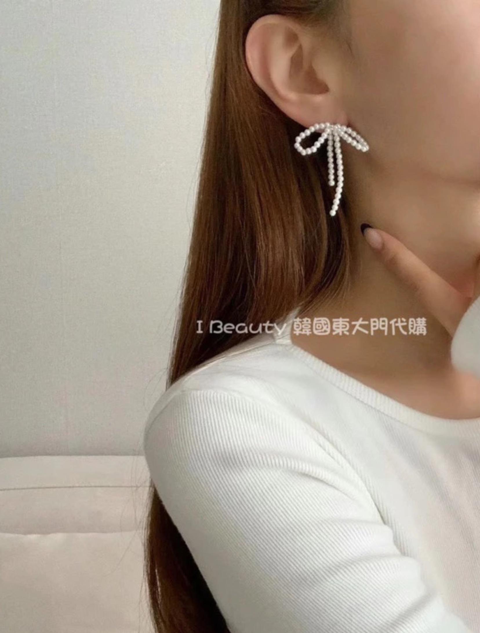 甜心女孩 蝴蝶結珠珠 925銀耳針