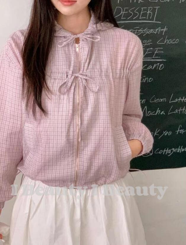 甜心女孩 格紋蝴蝶結外套