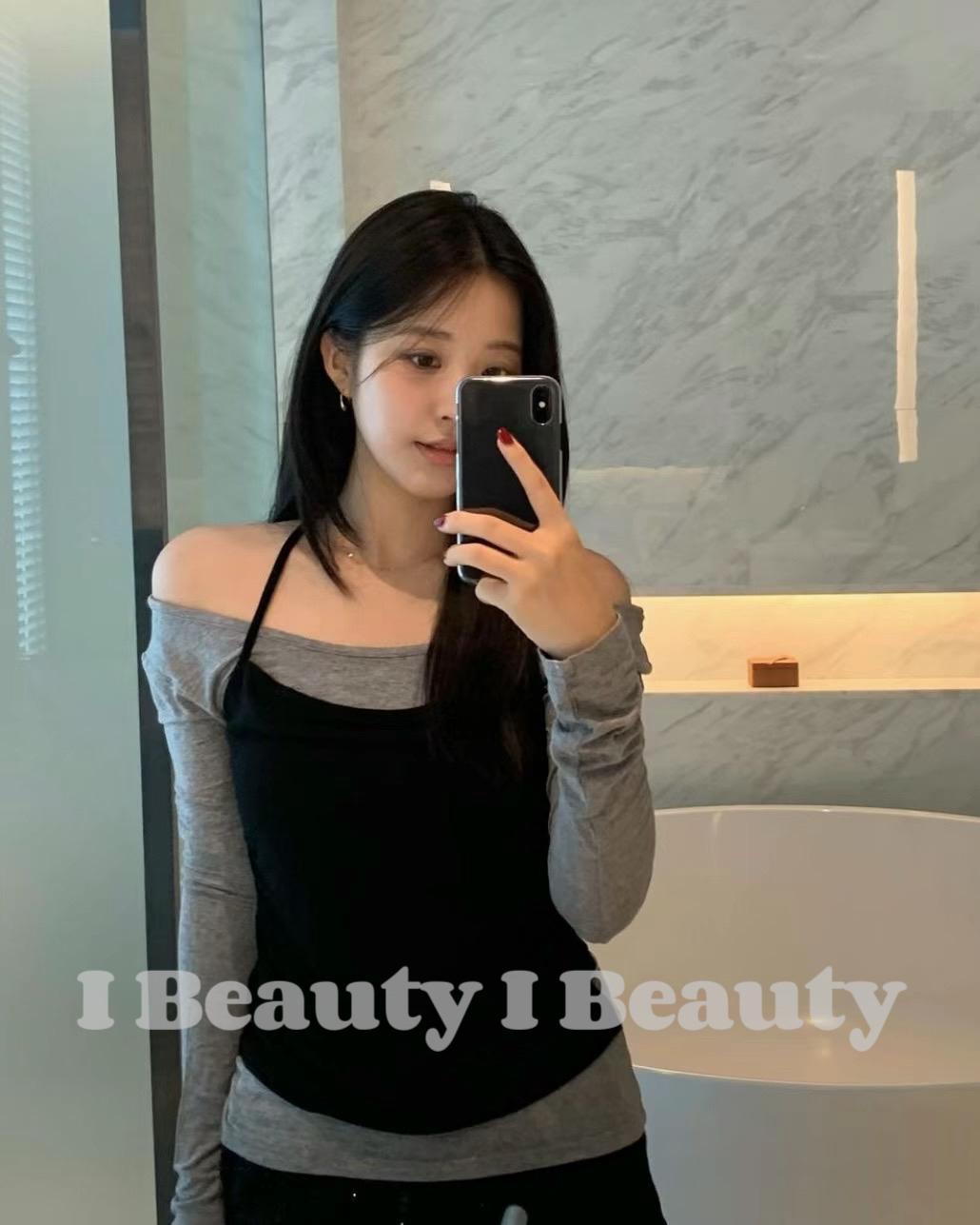 女人味ㄧ字領兩件套