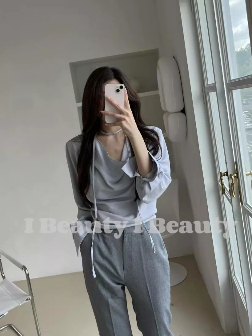 氣質飄逸綁帶長袖上衣