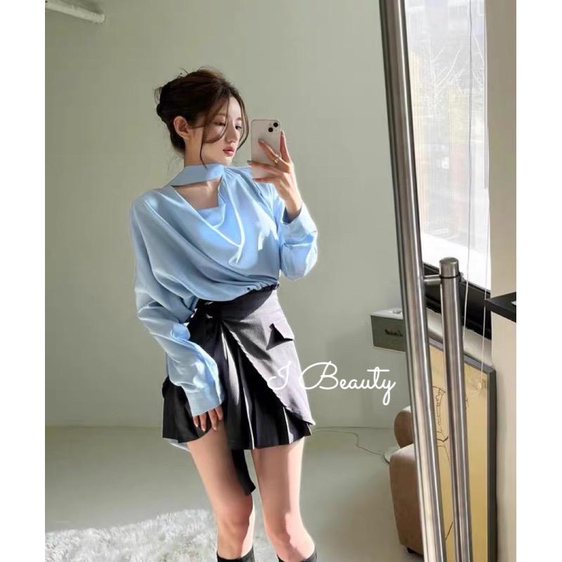 女人味 飄逸綁帶長袖上衣