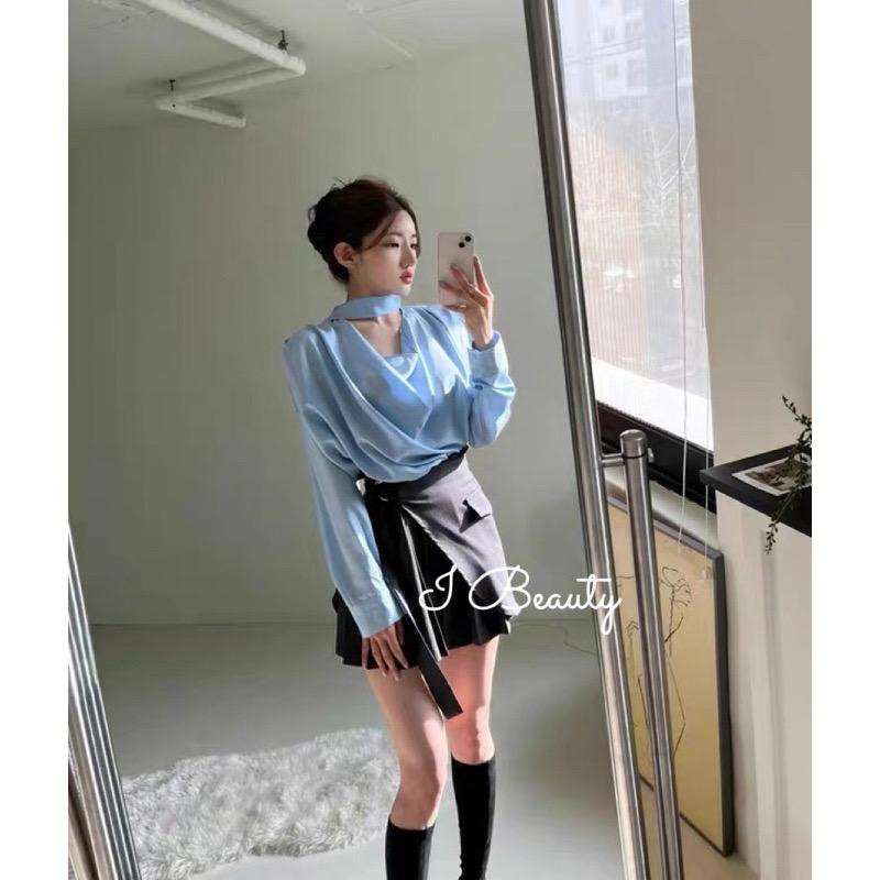 女人味 飄逸綁帶長袖上衣