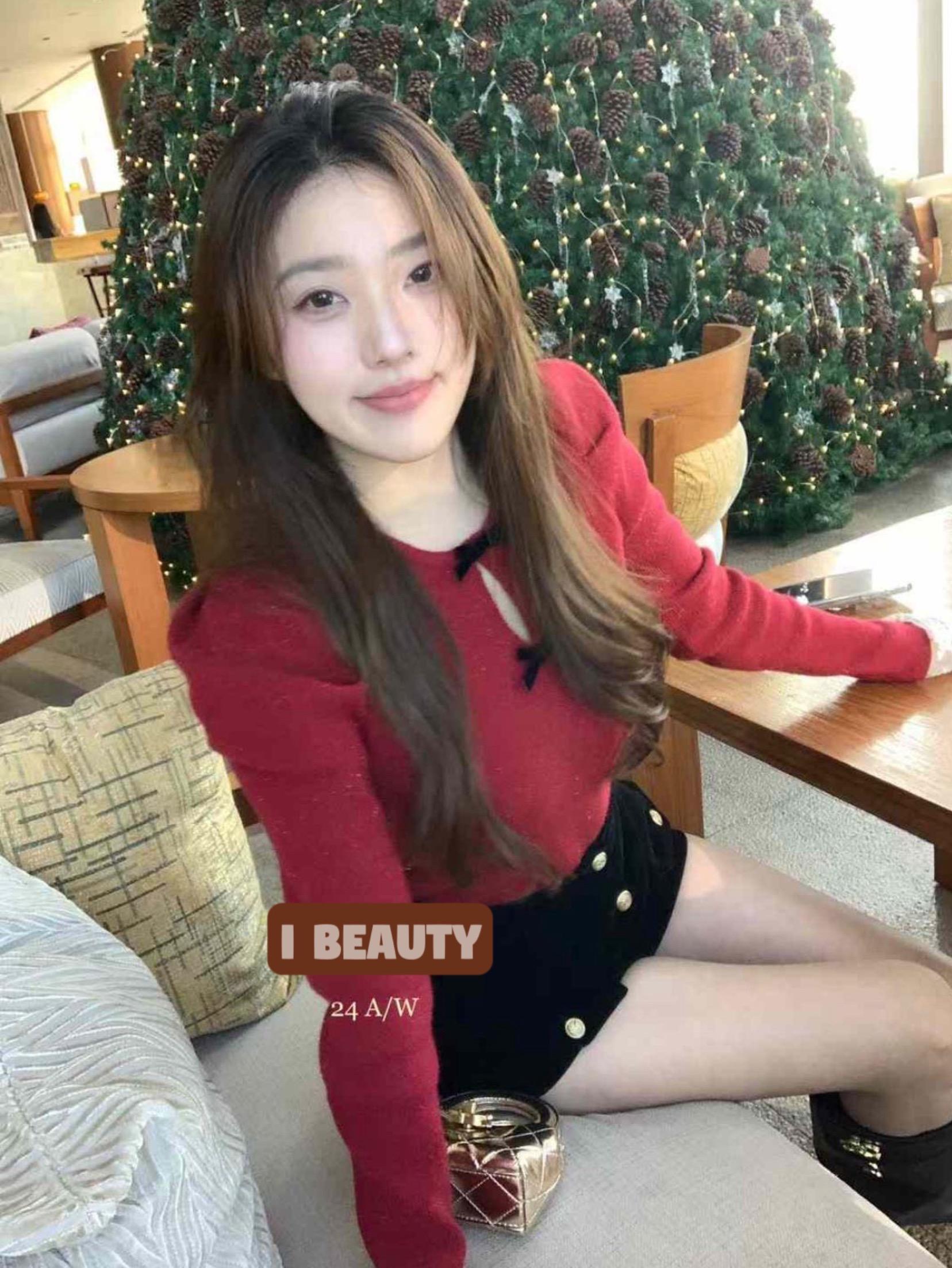 甜美蝴蝶結長袖上衣