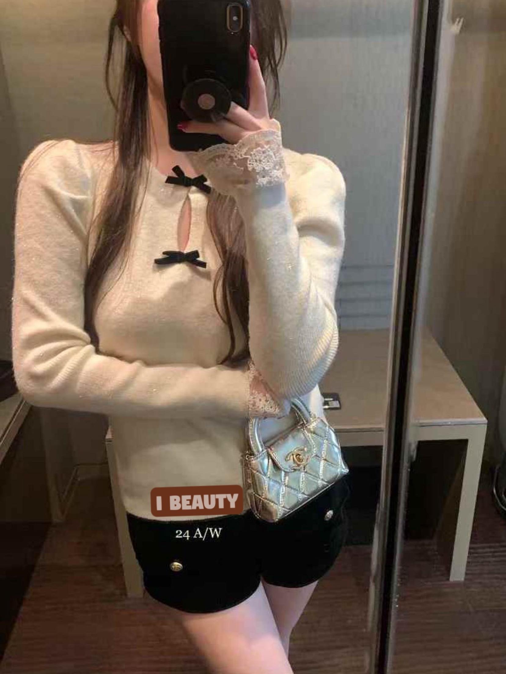 甜美蝴蝶結長袖上衣