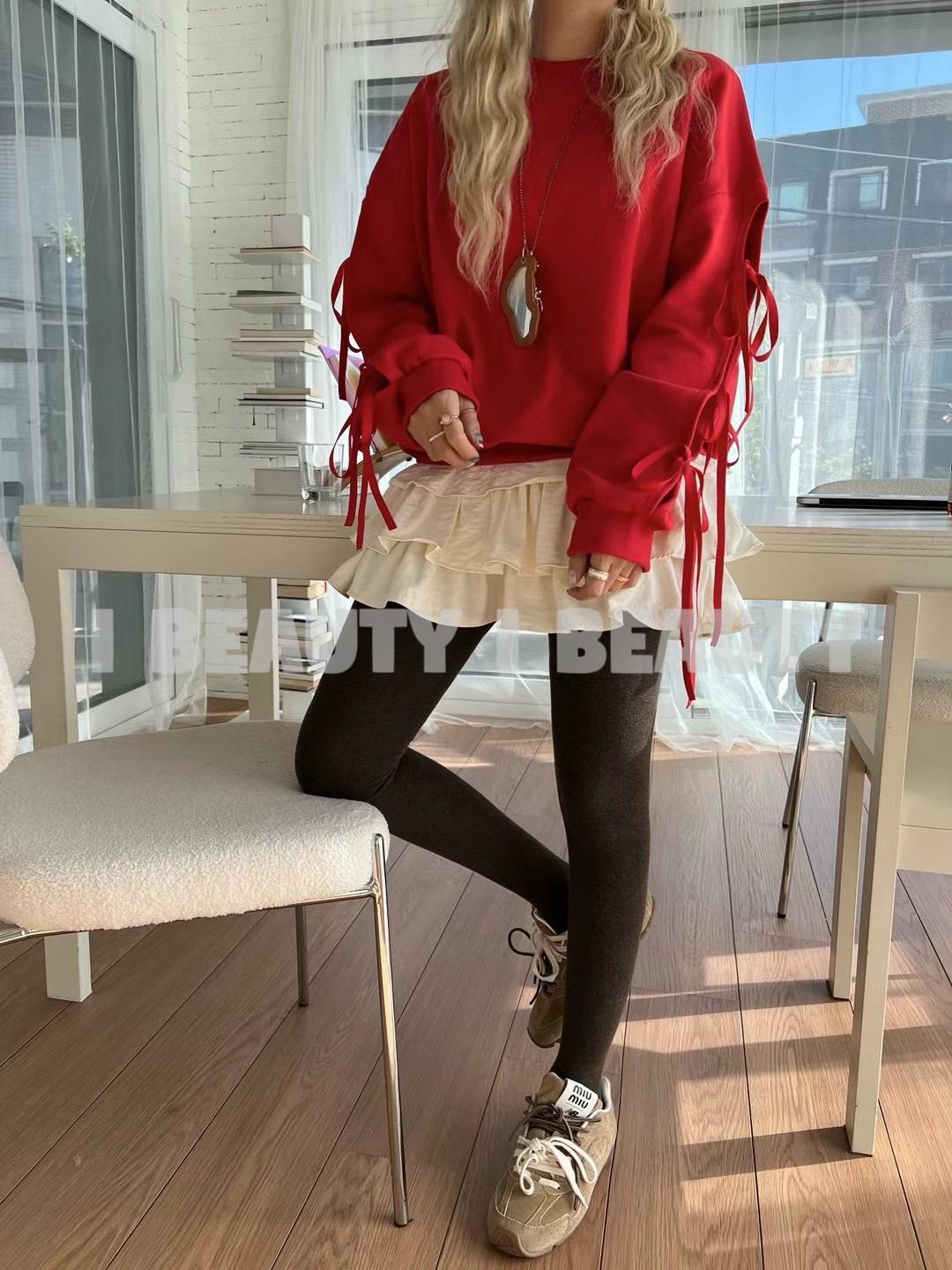 甜美蝴蝶結圓領上衣