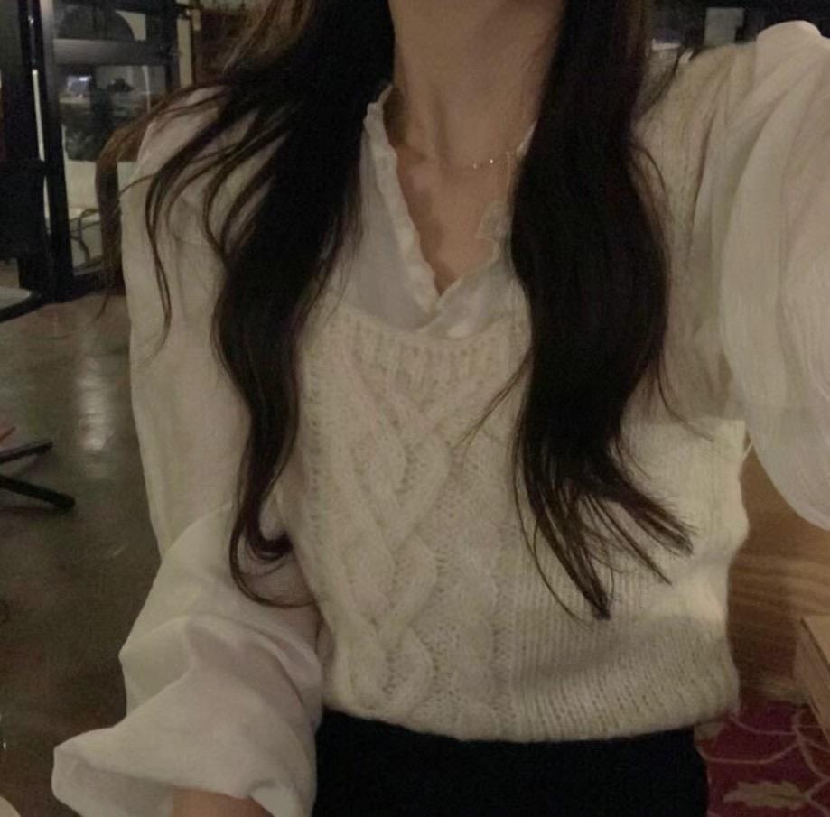 時髦麻花邊針織背心