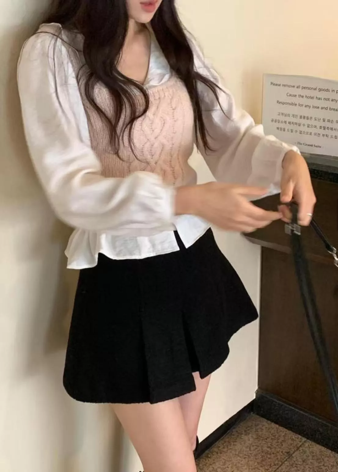 時髦麻花邊針織背心